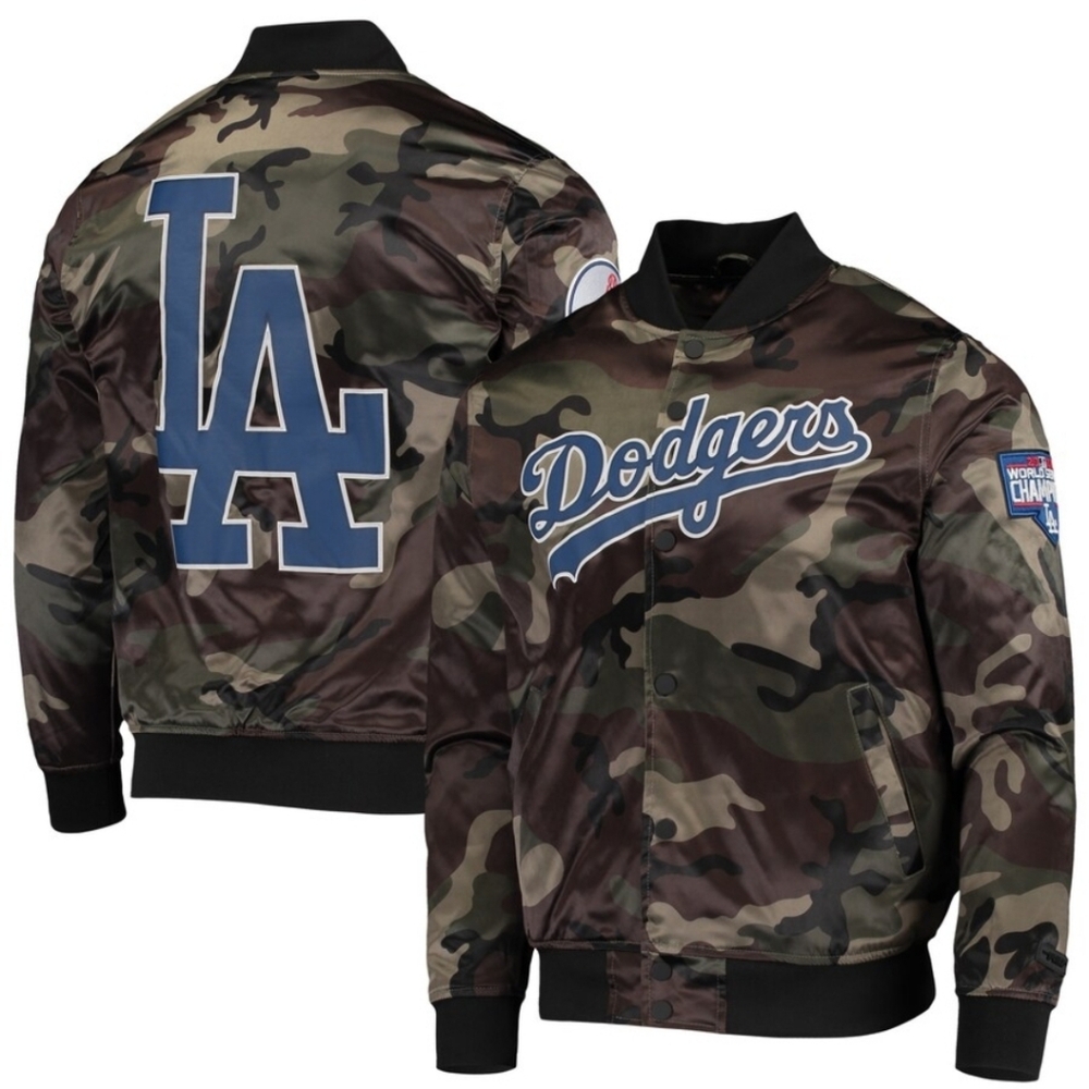 Men's Los Angeles Dodgers Pro Standard Camo Satin Camouflage Bomber Jacket